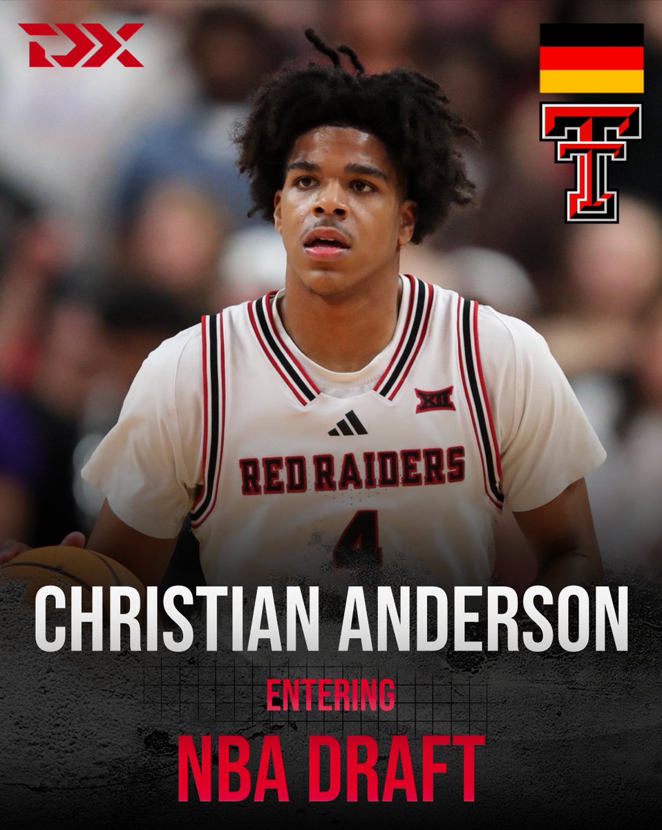 NEWS: Texas Tech's Christian Anderson will declare for the 2026 NBA Draft, his agent, Aaron Mintz of CAA Basketball, told DraftExpress. 

Anderson, a projected first-round pick, was named First-Team All-Big 12 after averaging 18.5 points and 7.2 assists, shooting 42% from 3.