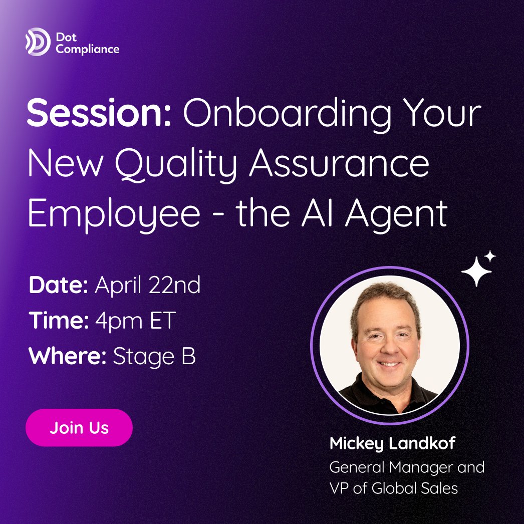 Join Mickey Landkof, our General Manager and VP of Global Sales, on Stage B at INTERPHEX for his session: Onboarding Your New Quality Assurance Employee - the AI Agent.

Want a closer look before the show? Request a demo 👇

hubs.li/Q049VD6_0