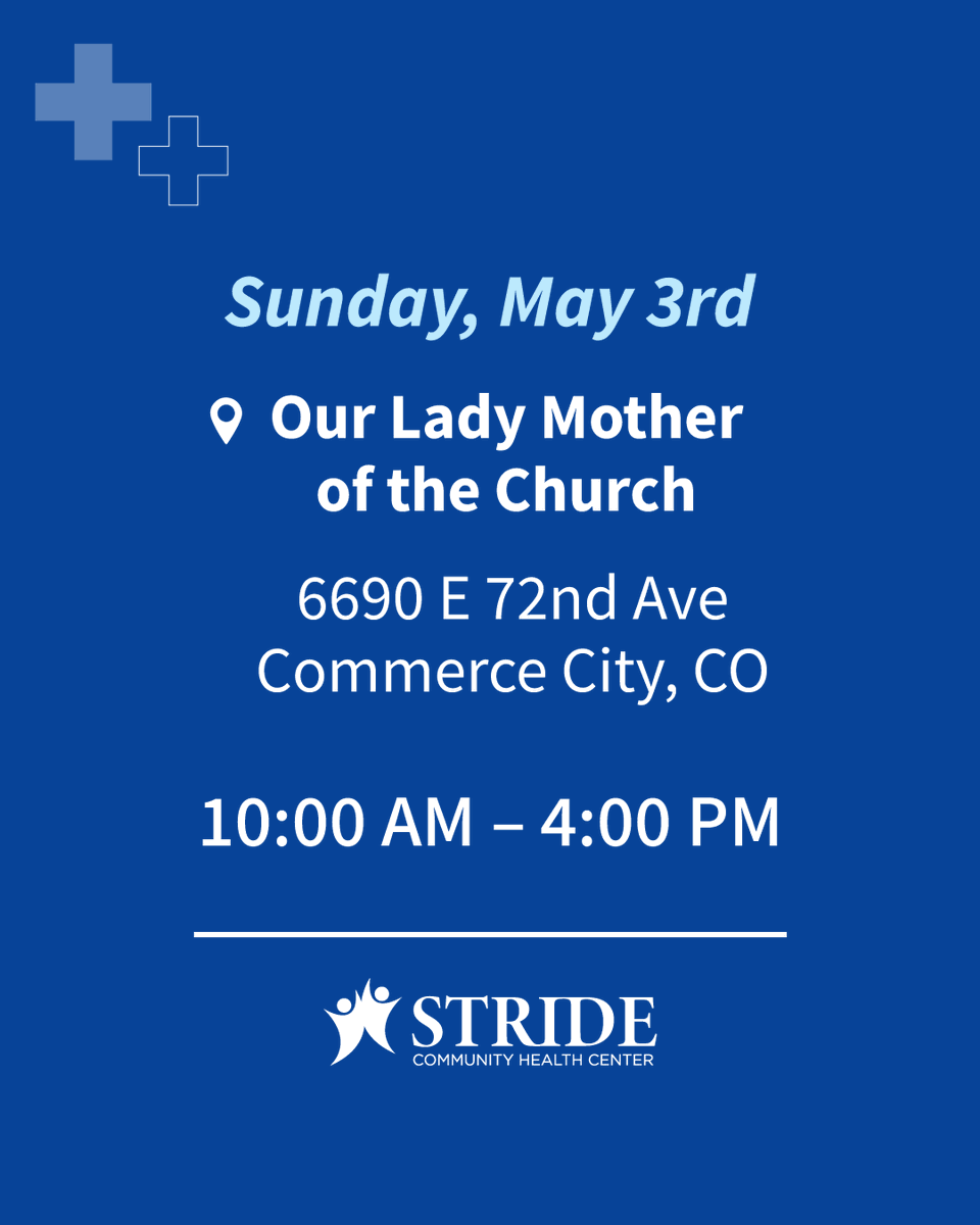stridechc's tweet photo. #CommerceCity – Save the date ✅

Bazaar of Health is coming to your community on Sunday, May 3rd

⏰ 10:00 AM - 4:00 PM

Bring your family —we’ll see you there!
.
.
.
#Denver #STRIDECHC #CommunityHealth https://t.co/vxzaDZgJKB