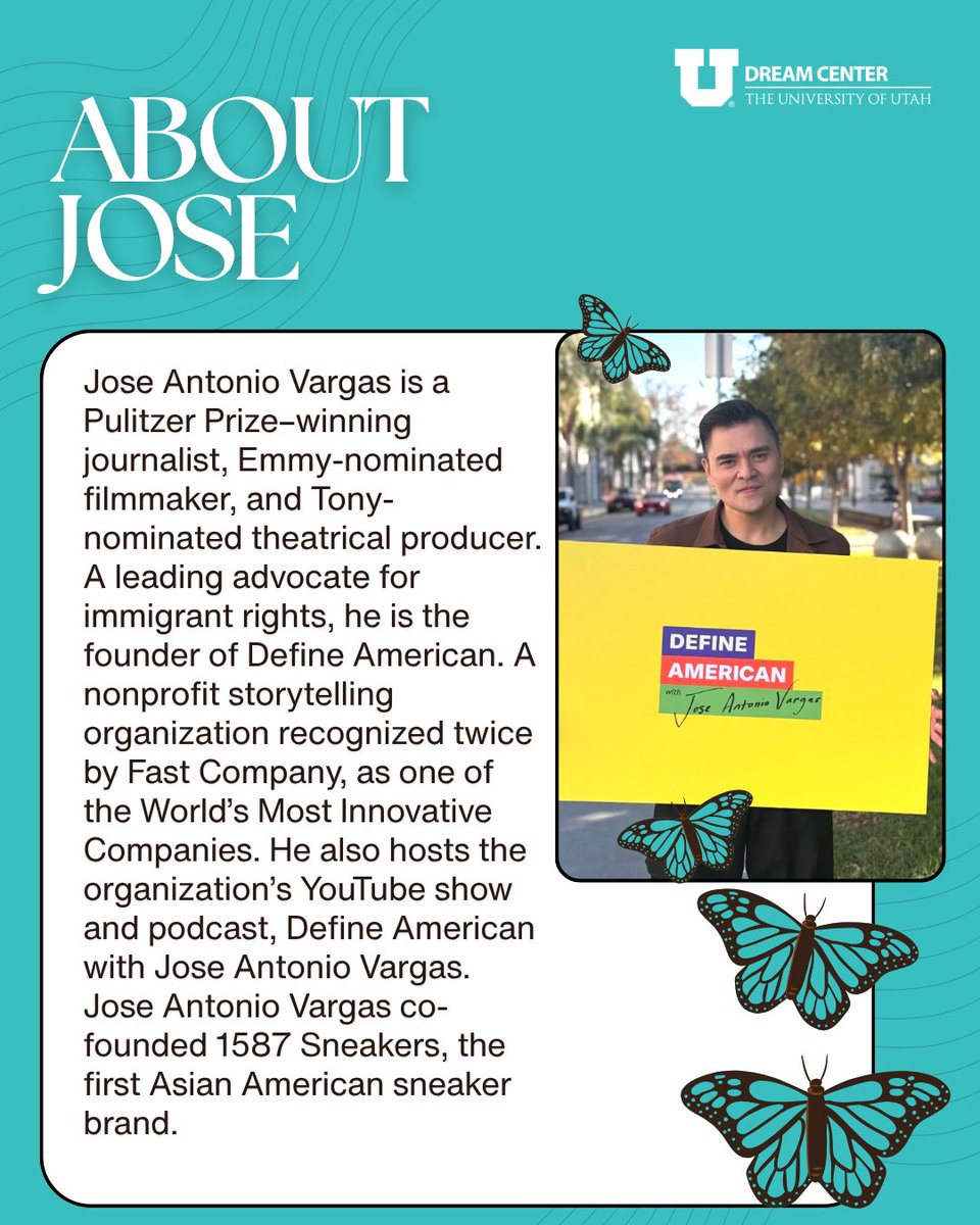 UofUDreamCenter's tweet photo. Highlight of the Week: Jose Antonio Vargas ✨

Jose Antonio Vargas built a movement out of the very thing that could have silenced him. Jose Vargas has used every platform available to tell a real and heartfelt story about immigration, identity, and belonging. https://t.co/p9mGbaAbpK