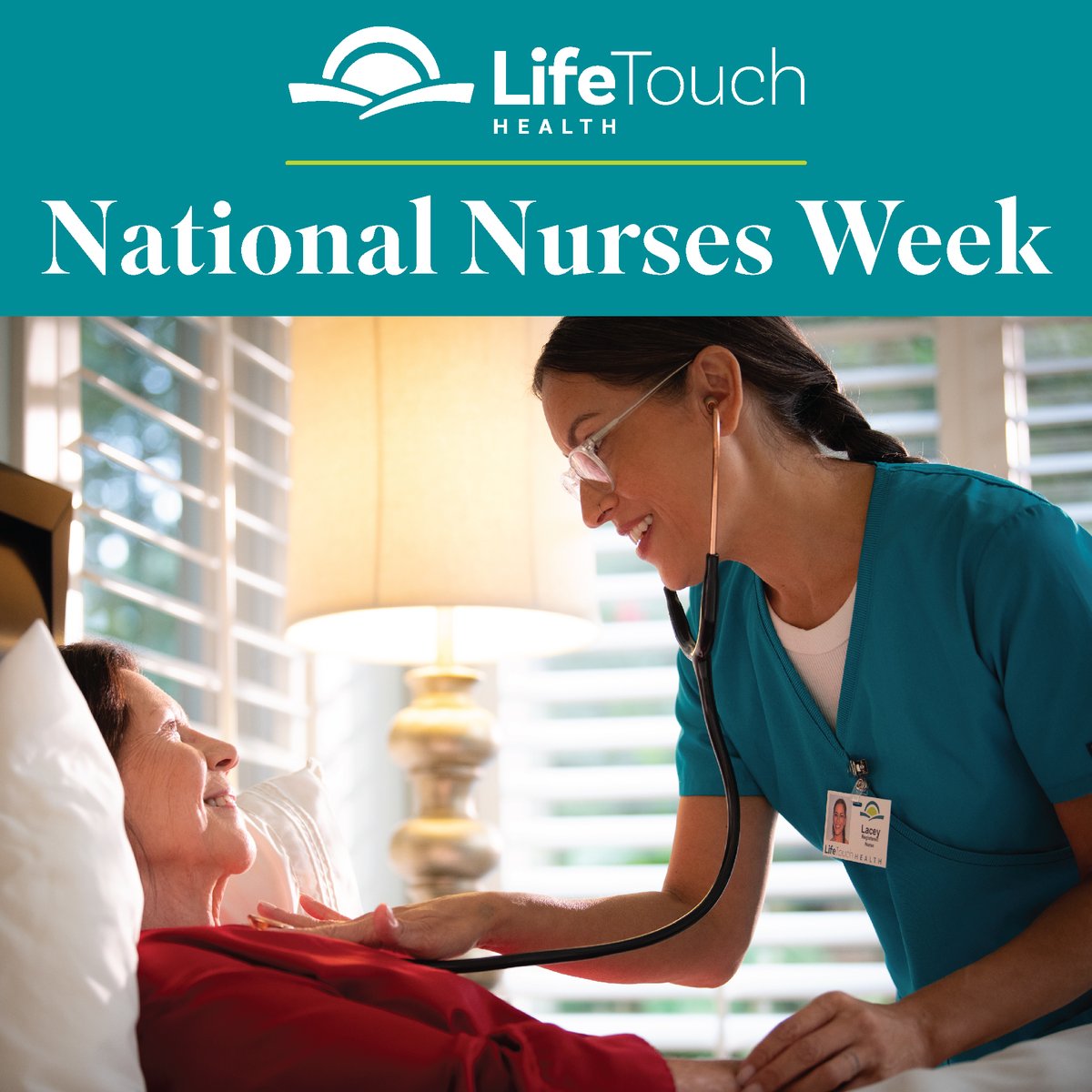 LifeTouchHealth's tweet image. National Nurses Week begins each year on May 6th and ends on May 12th, Florence Nightingale's birthday. Please join us in thanking our LifeTouch Health nurses for touching the lives of our patients and families with compassion and commitment. #NursesWeek #LifeTouchHealth