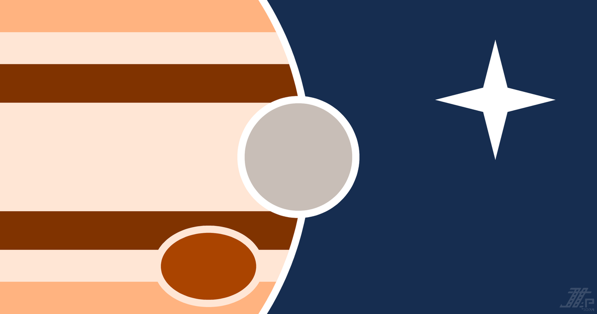 Europa flag concept

Not so sure about the Big Red Spot on it from a design perspective, but it better identifies it as Jupiter so :P