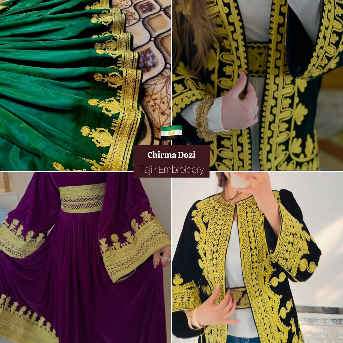 Chirma-dozi has deep roots in the aristocratic and courtly clothing of the Tajiks of Afghanistan and the wider cultural region of Greater Khorasan.
#آریانا
#TajikCulture
 #TajikFashion #FashionInspiration