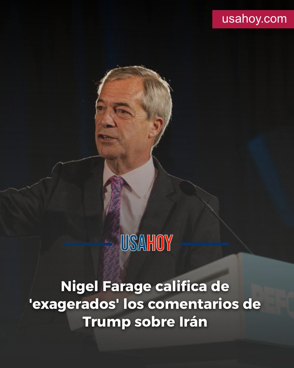 usahoy_'s tweet photo. Nigel Farage califica de 'exagerados' los comentarios de Trump sobre Irán #USAHoy 
https://t.co/56WqahUn1r https://t.co/pRljZrDOzQ