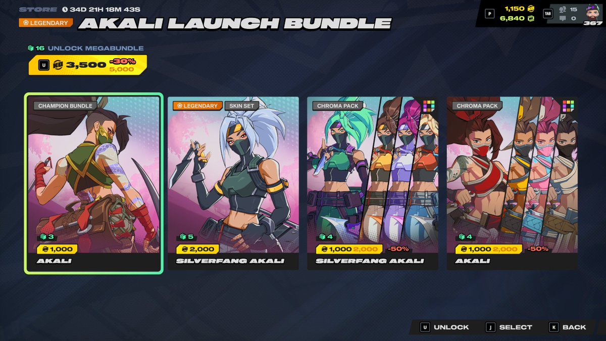 Akali Launch Bundle includes Akali, Silverfang, and Chromas for both ...