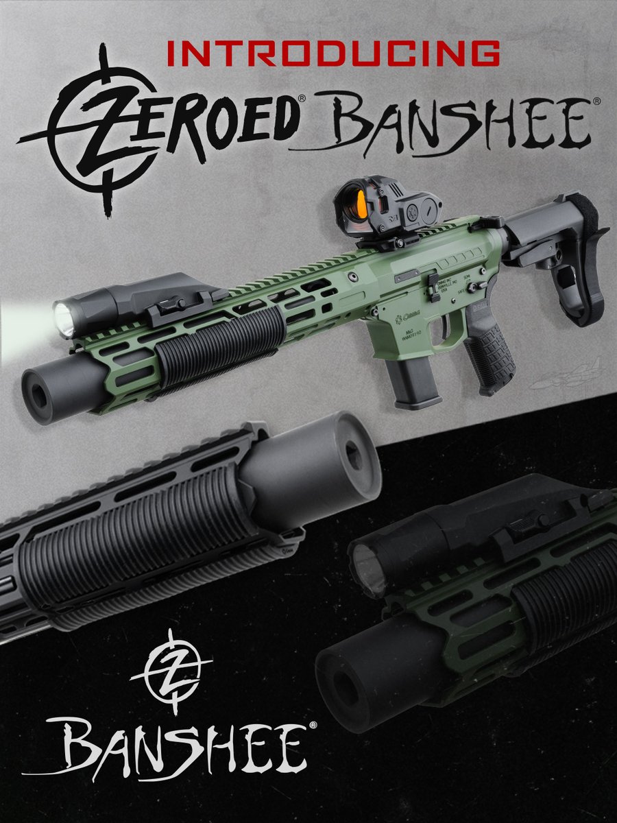 Our ZEROED BANSHEE is already making waves before it's available for purchase! Where the classic BANSHEE is slim and sleek, the ZEROED BANSHEE is fully dad-bod-ed. Sturdy with the oversized handguard. Suppressed, and the next evolution of BANSHEE. Stay tuned as we approach launch