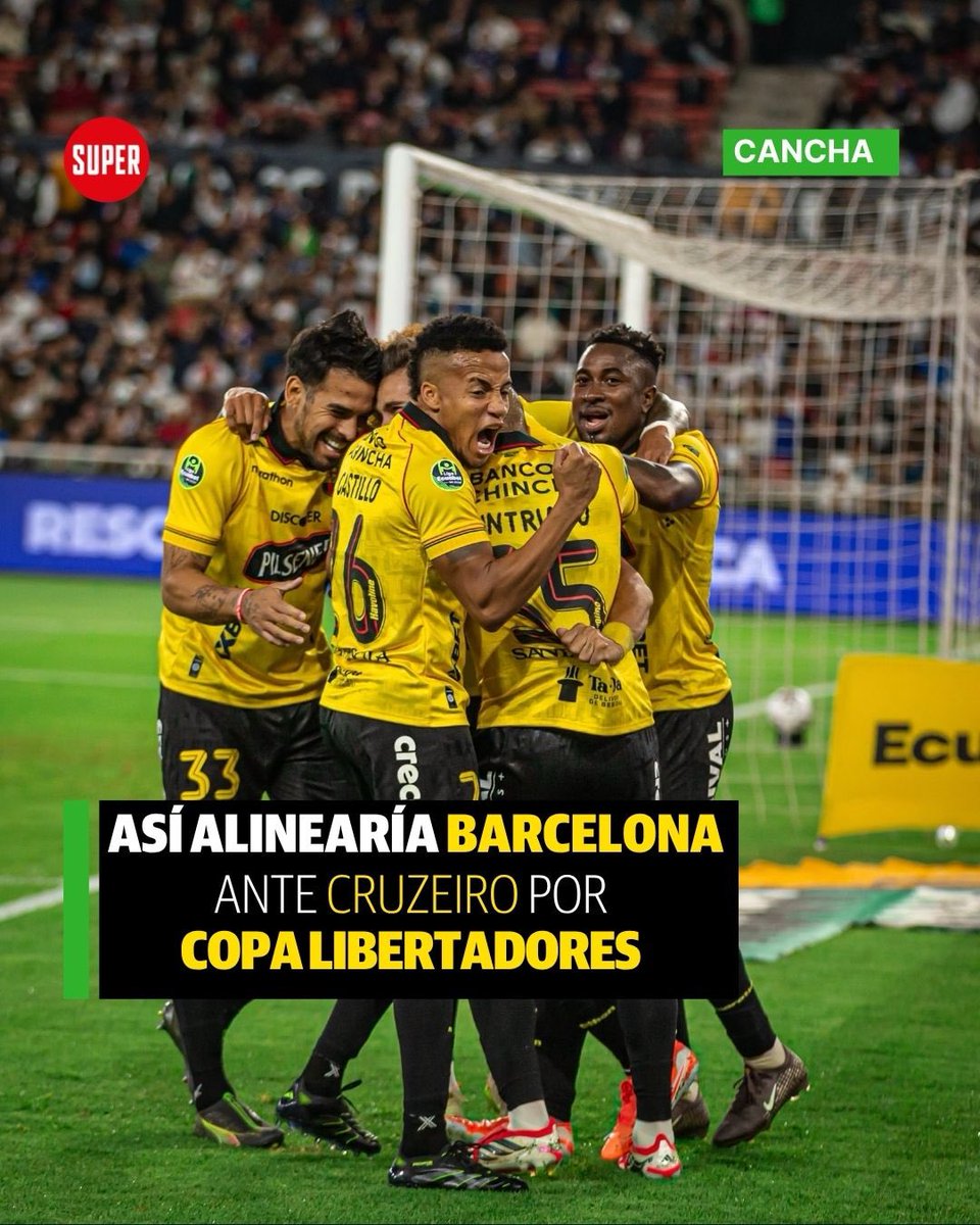 #Cancha | Esta noche desde las 19:00, Barcelona SC se enfrentará a Cruzeiro 🇧🇷en el Estadio Monumental por el primer partido de la fase de grupos de la Copa Libertadores 2026.