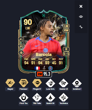 SBF26x's tweet photo. OH MY GOD 😱 😱

THE FIRST BARCOLA EVO LENGTHY 🇫🇷 🏃‍♂️

- RAPID + 🏃‍♂️
- FINESSE +
- PINGED PASS + 

Low Driven 
Gamechanger 
Incisive 
First Touch 🧲
Tiki Taka 
Quick Step 🚀
Technical 

95.3 META RATING 📈📈 https://t.co/JF7wkDeUuL