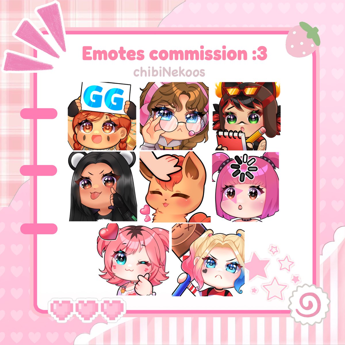 ChibiNekoos's tweet photo. Emotes :p 

#ArtCommission #twitchemote #digitalart #Vgen https://t.co/iF2c8EA0Ka