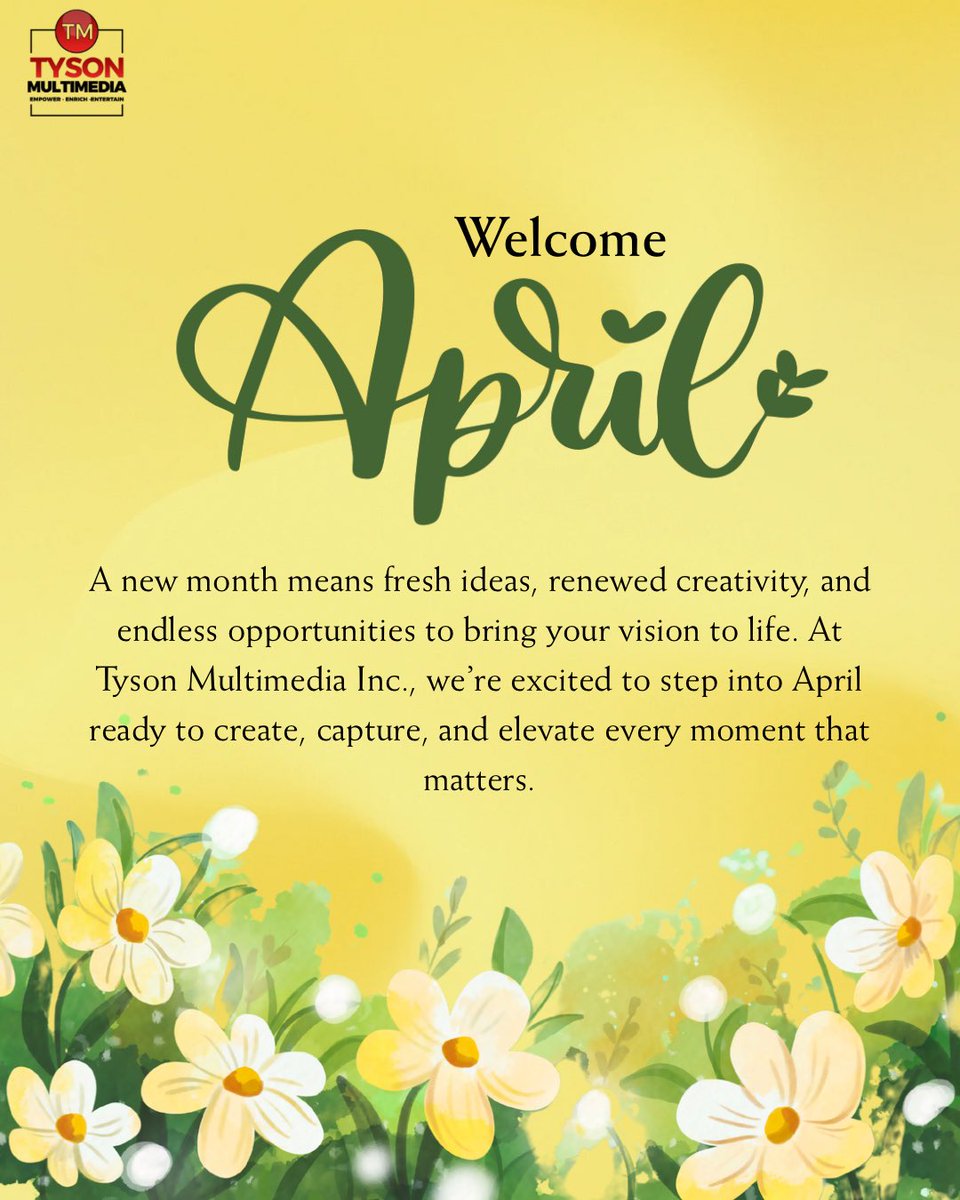 tysonmultimedia's tweet photo. Step into a fresh season filled with inspiration, growth, and new possibilities This is your moment to dream bigger, create boldly, and turn ideas into something meaningful. 🌼✨ 

#NewMonthVibes #CreativeJourney #SpringInspiration #April #TysonMultimedia https://t.co/kEzPiheVh3