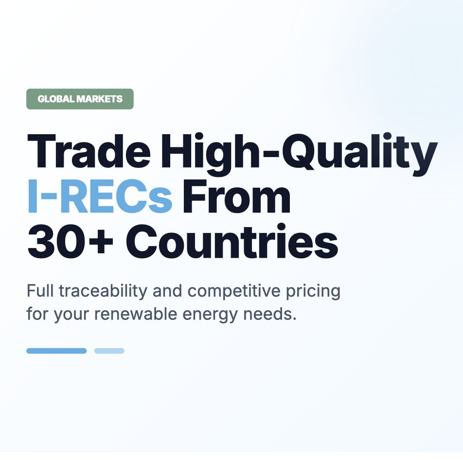 BynamicGroup's tweet photo. Go global with your green energy. Trade high-quality I-RECs from 30+ countries with full traceability &amp; competitive pricing through Bynamic Group.
Reduce emissions with confidence.
Check out our portfolio: https://t.co/rhHvupb5u9
#IRECs #CleanEnergy #Sustainability #BynamicBuilt https://t.co/uodtkxamwt