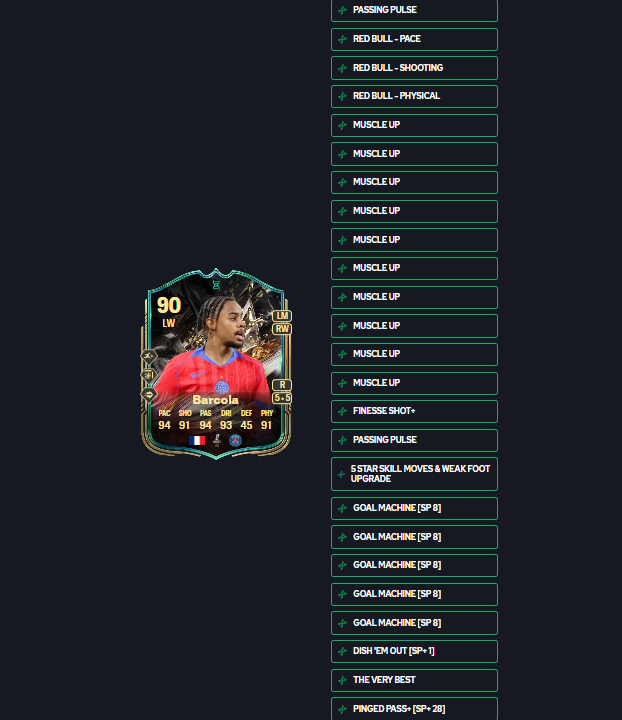 OH MY GOD 😱 😱

THE FIRST BARCOLA EVO LENGTHY 🇫🇷 🏃‍♂️

- RAPID + 🏃‍♂️
- FINESSE +
- PINGED PASS + 

Low Driven 
Gamechanger 
Incisive 
First Touch 🧲
Tiki Taka 
Quick Step 🚀
Technical 

95.3 META RATING 📈📈