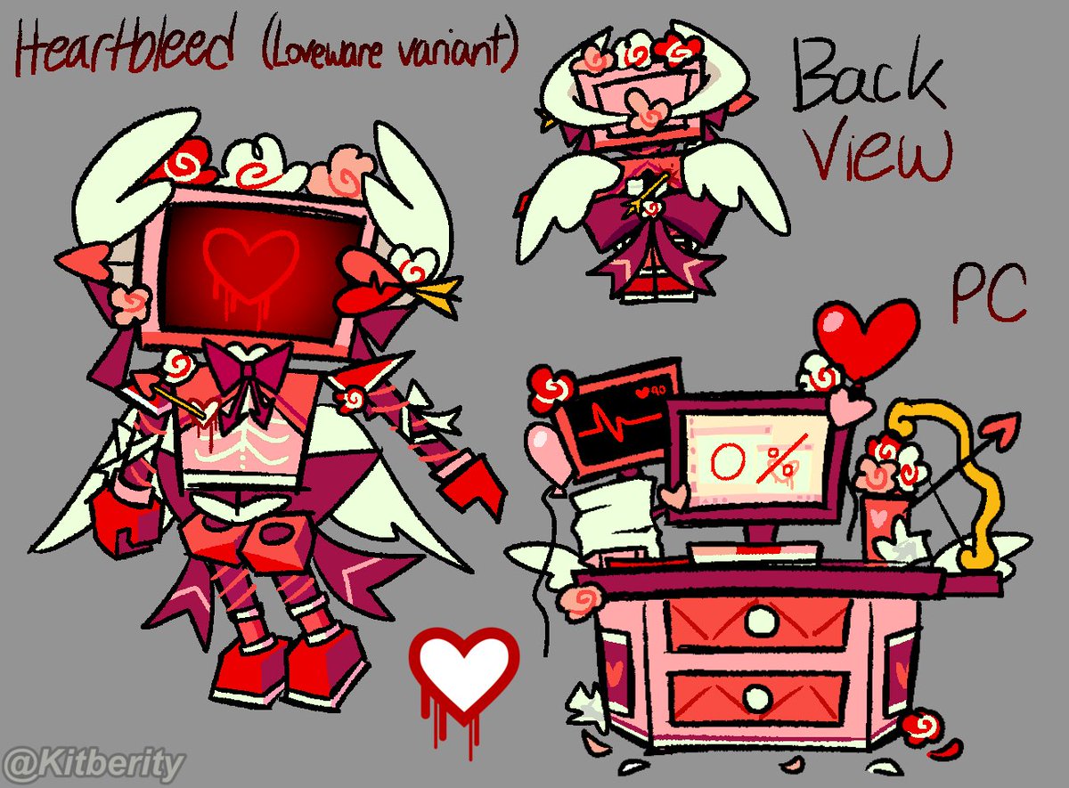 Kitberity's tweet image. DoD skin concepts I made that I never showed here. :&amp;gt; (Music Lab, idk his name yet, and Heartbleed.) Am I a good skin maker yet? 🥹 #dieofdeath #dod