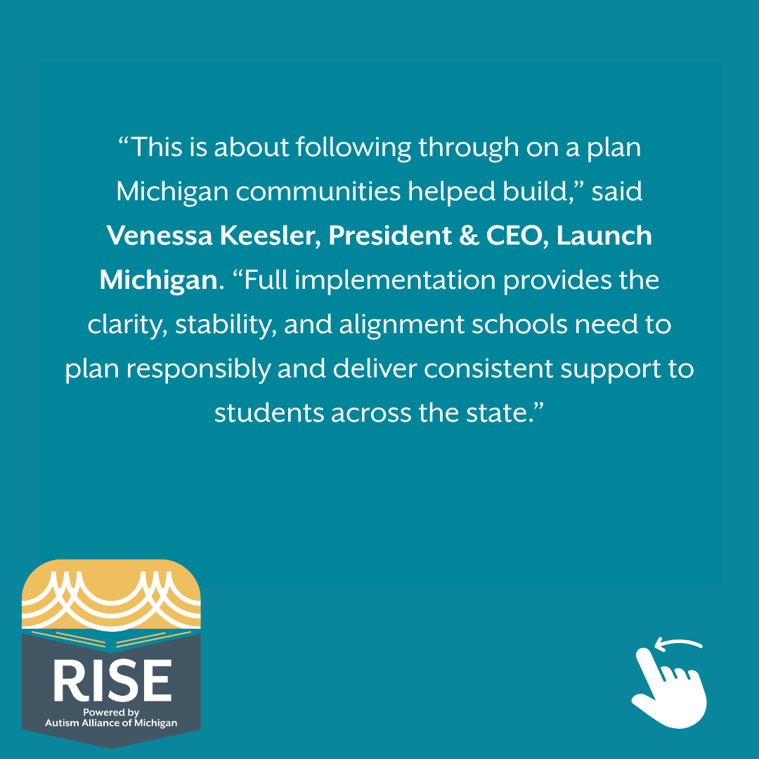 MI_PAAC's tweet photo. Michigan has a plan to modernize special education funding. Now it’s time to follow through.

RISE is a new statewide coalition supporting full implementation of the MI Blueprint.

Learn more: https://t.co/EEfsG1U9u5 

#RISE #MIBlueprint #SpecialEducation #MIeducation https://t.co/3wWC8xGZob