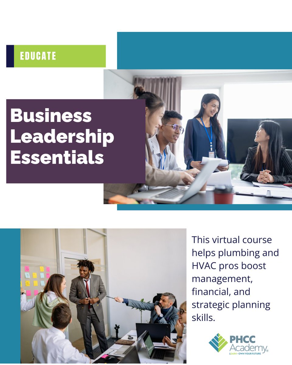 phccnatl's tweet image. Back by popular demand, the PHCC Academy® Business Leadership Essentials program returns  April 22.

This virtual course helps plumbing and HVAC professionals strengthen management, financial and strategic planning skills.

phccacademy.org/business-leade…

#PHCC #Plumbing #HVAC