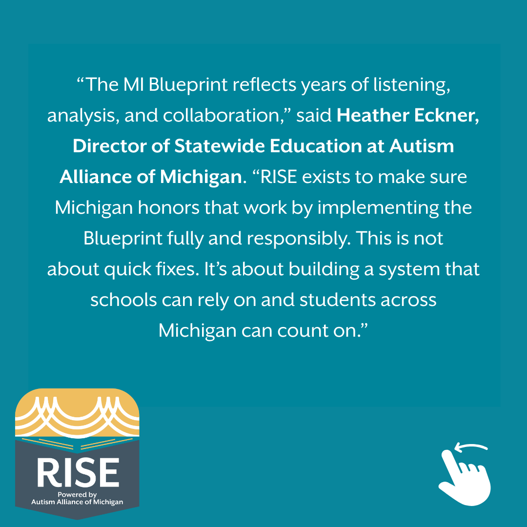 MI_PAAC's tweet photo. Michigan has a plan to modernize special education funding. Now it’s time to follow through.

RISE is a new statewide coalition supporting full implementation of the MI Blueprint.

Learn more: https://t.co/EEfsG1U9u5 

#RISE #MIBlueprint #SpecialEducation #MIeducation https://t.co/3wWC8xGZob