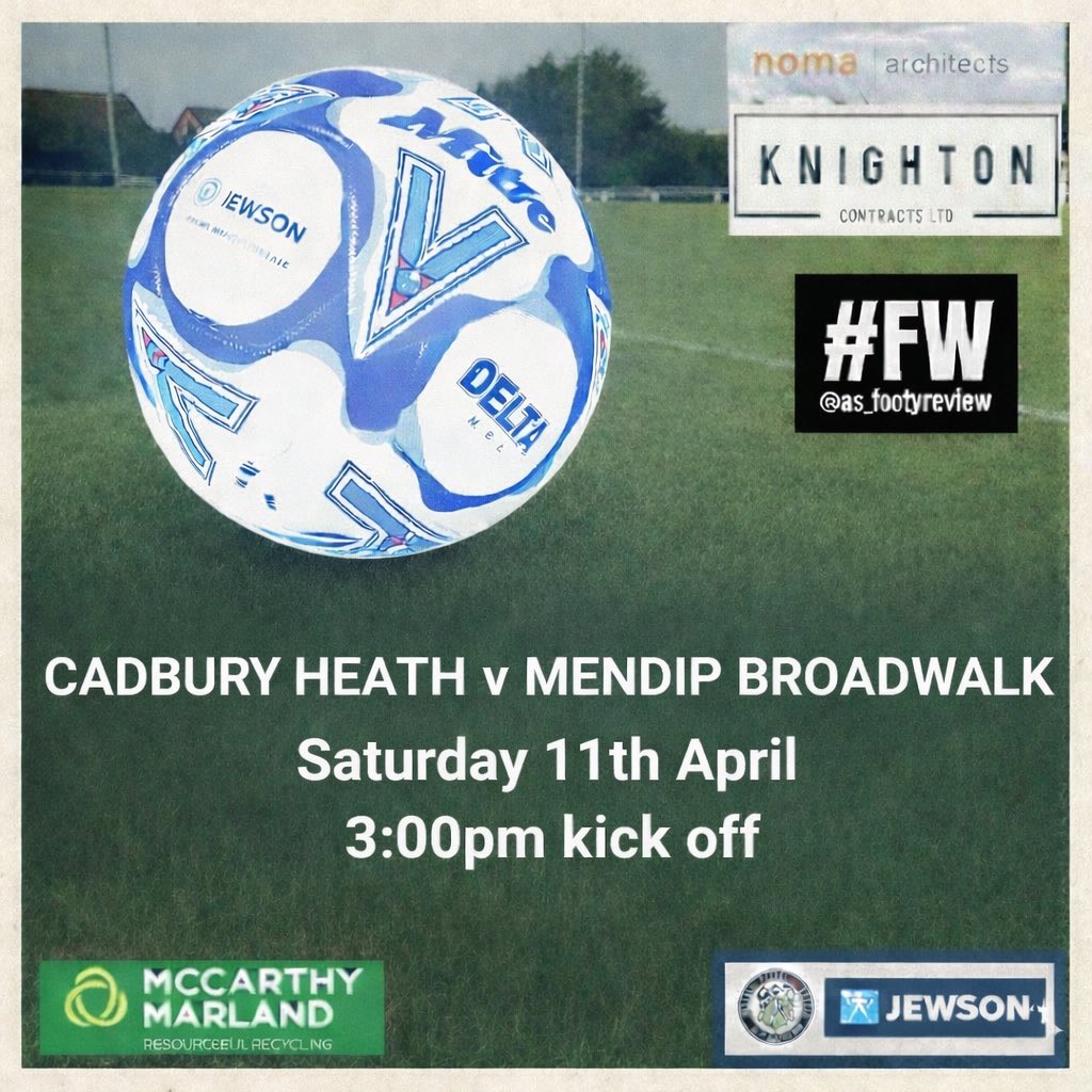 CadburyHeathFC's tweet photo. Next up at The Heath we welcome @MendipBroadwalk 🔴⚪️
Saturday 11th April 
3pm Kick off 
@_WesternLeague_ Div 1 https://t.co/fM5tM8ZTqo