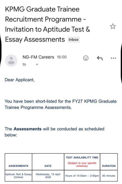 RecruitmentPq's tweet image. NLNG and KPMG graduate trainee applicants. Have you received any email (assessment / next stage), or still waiting?