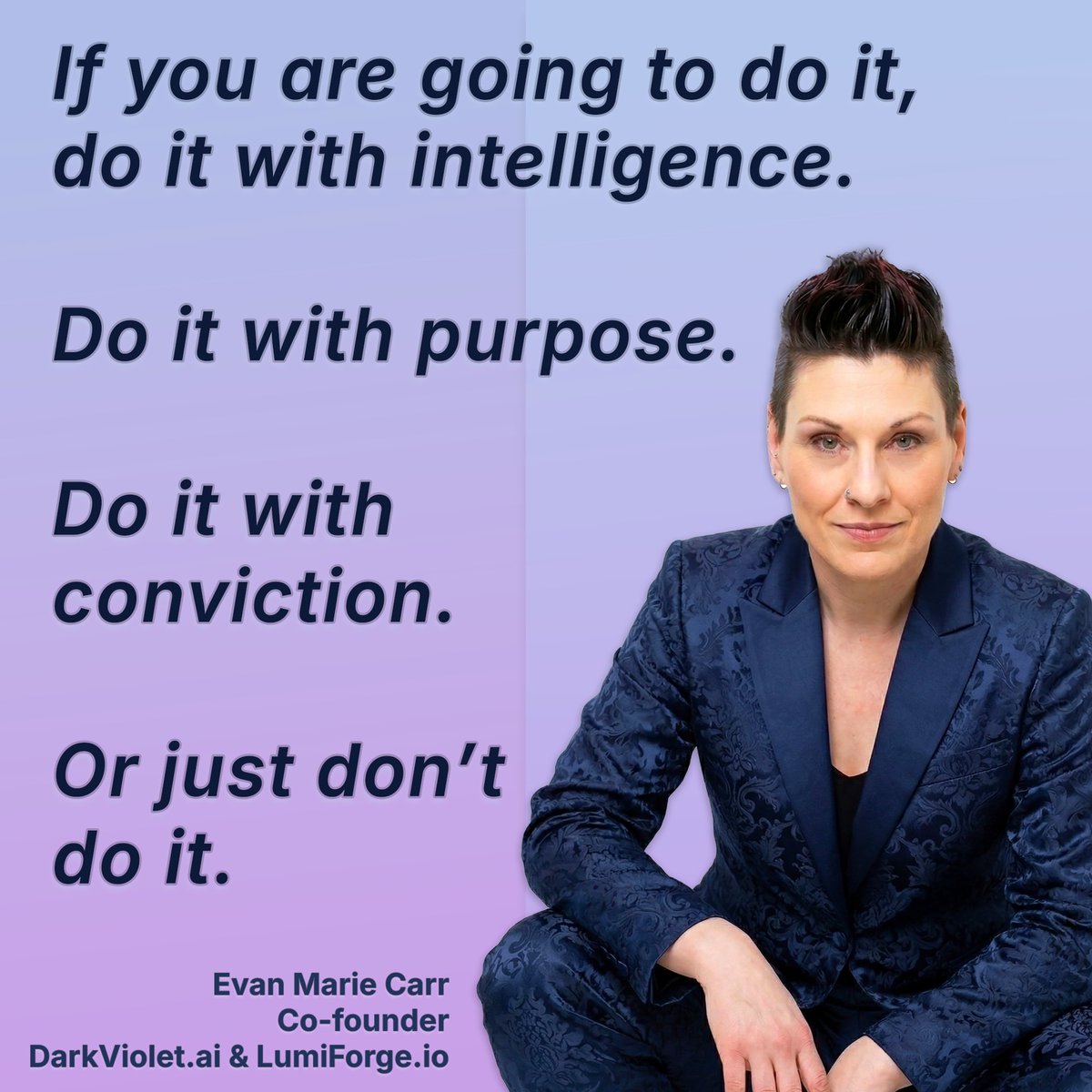 DarkVioletAI's tweet photo. The Buddha said: "Mind is the master of all actions. Act from the mind, and the mind leads." (from the Udanavarga)

Jesus Christ said: "Let your yes be yes, and your no be no. Anything beyond this comes from evil." (Matthew 5:37)

I believe these are two of the foundational tenets of true honor and forthrightness. 

If you act from intelligence, you have checked yourself and your logic. 

If you act with purpose, you have the strength to follow through on what you know to be right.

If you act with conviction, you have put your morals behind what you know to be right and true and what you have invested yourself in.

If I cannot do this, I do not act.

From the smallest action to the greatest, from one moment to the next, this in the path. 

#Mindset #PersonalDevelopment #Leadership #Discipline #IntentionalLiving #PurposeDriven #AncientWisdom #WomenInTech #AILeadership
