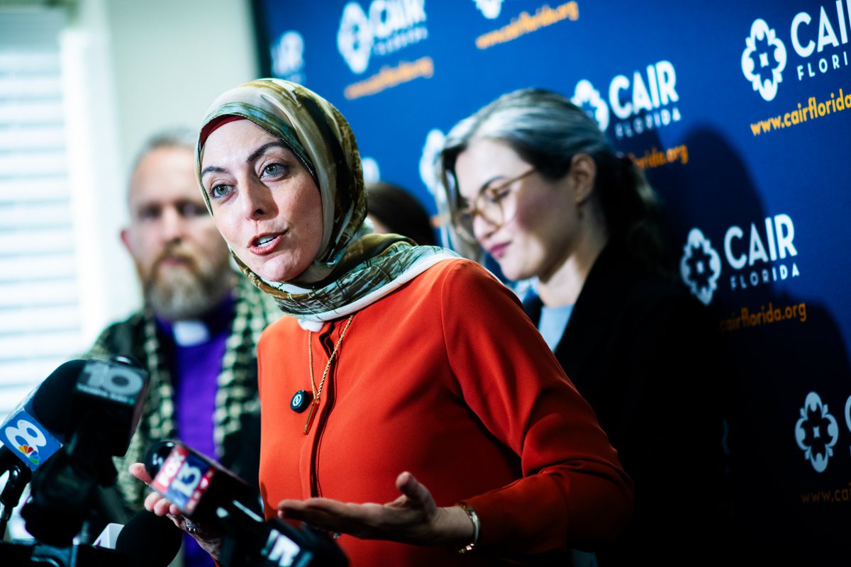 OctavioJones's tweet photo. The Florida chapter of the Council on American-Islamic Relations held a press conference Tuesday in response to the governor’s signing of HB 1471, a measure the group says threatens student speech and free expression. Photos from the press conference are available for licensing. https://t.co/7kn5BUyOPb