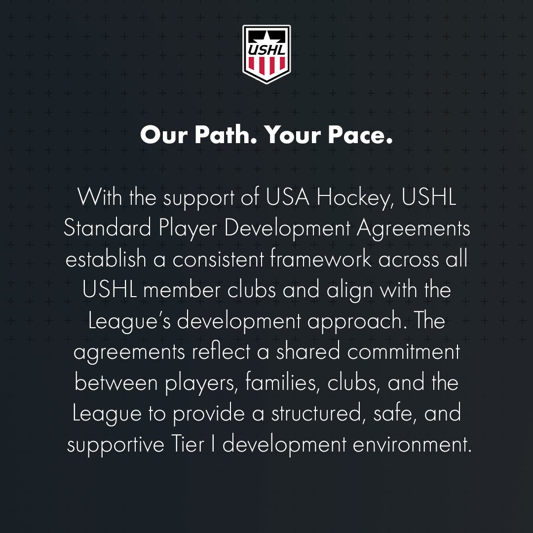 The USHL announces the implementation of its Standard Player Development Agreement (SPDA), reinforcing a player-first approach across all member clubs 

"Our schedule, our standards, and our partnerships with the NHL and USA Hockey are designed to support each athlete’s