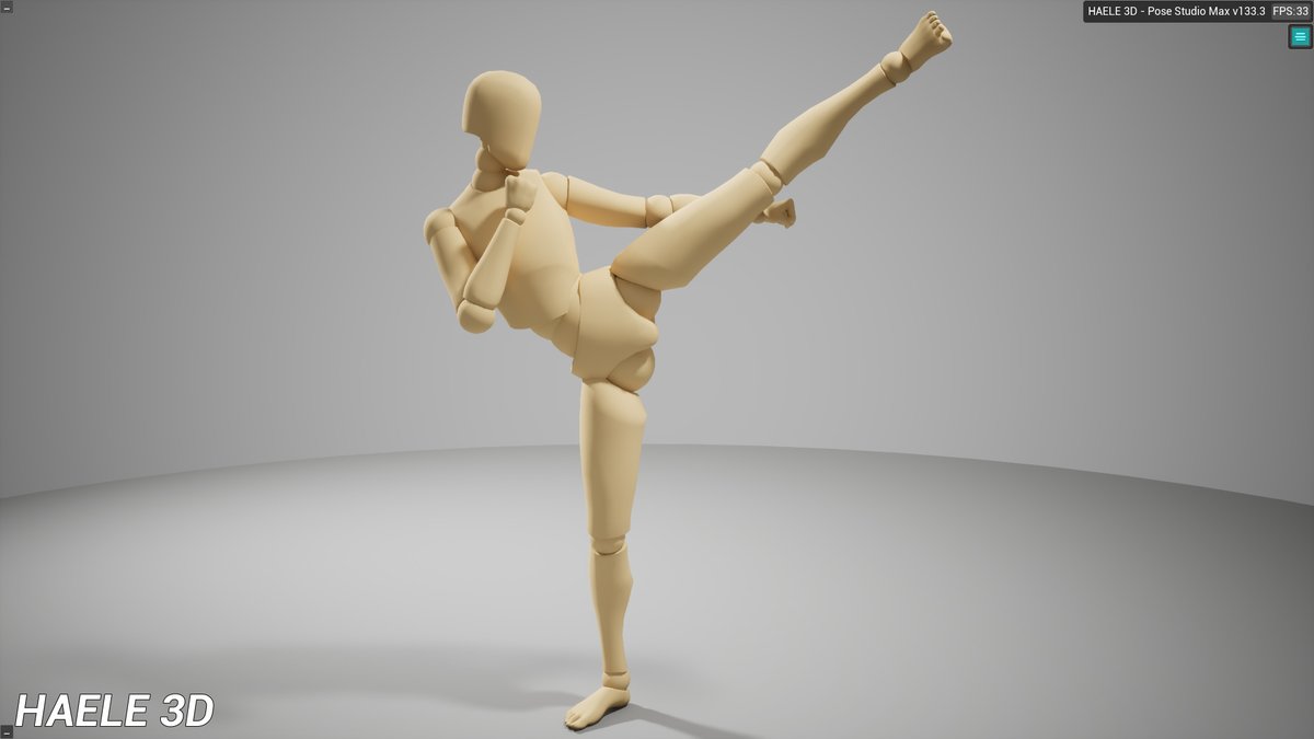 haele3d's tweet image. Karate kick figure pose anatomy drawing reference gesture with skeletal and muscular system, created with HAELE 3D
#haele3d #drawing