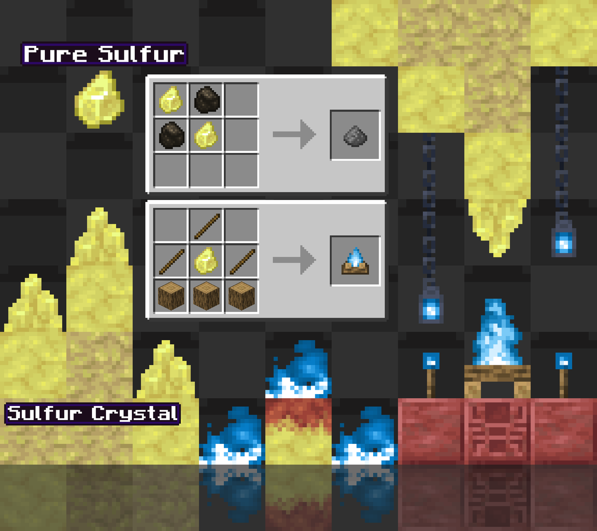 0ther_Gbl1n's tweet image. I really hope they adress the high flammability of sulfur somehow, and that when it burns it glows a deep blue. 
it would be very interesting to have another new fire color so soon after the copper one 🔥🔥🔥
#Minecraft