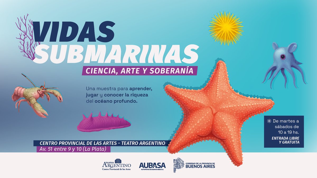 TeatroArgentino's tweet photo. 📢¡La muestra “Vidas Submarinas. Ciencia, Arte y Soberanía” llegó al Teatro Argentino!🪸🪼

Desde hoy y hasta el 7 de mayo, vení a conocer los hallazgos de la histórica campaña submarina del CONICET en el Mar Argentino.

¡Te esperamos! 😁

#CONICET #TeatroArgentino https://t.co/Pcu2FCZSjh