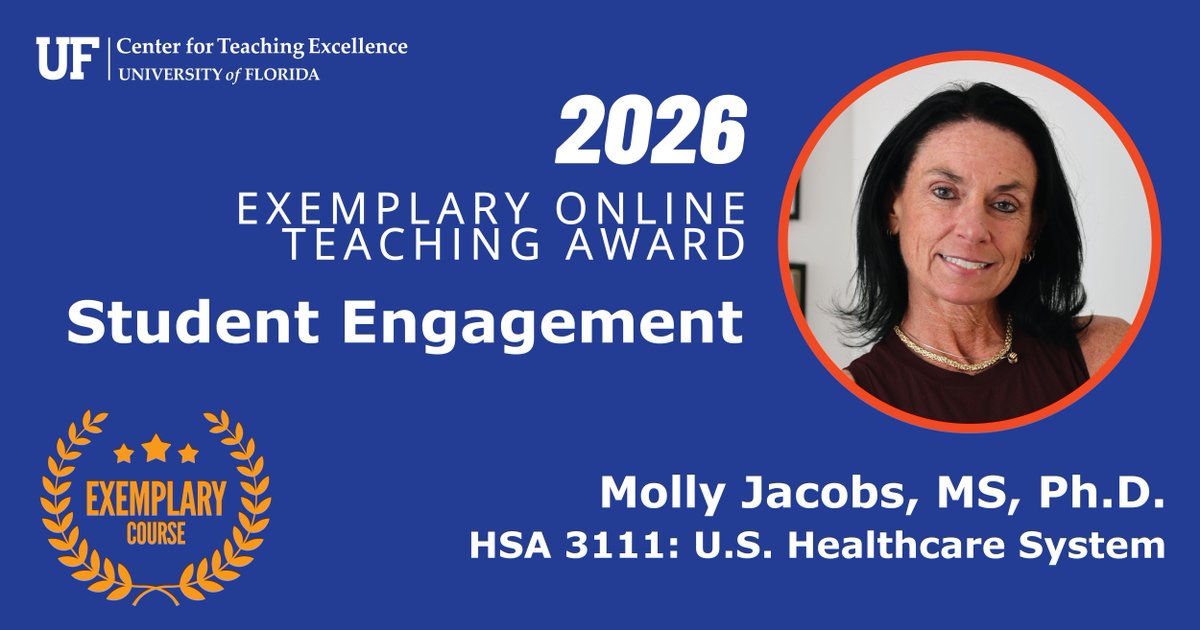 UF_CTE's tweet image. Congratulations to Dr. Molly Jacobs on receiving the Exemplary Online Teaching Award in Student Engagement Category! 🎉 
We celebrate this outstanding achievement!
#UF #OnlineEducation #UFCTE #TeachingExcellence #OnlineTeaching 
#learning #higherEd #AwardWinner #EOTA