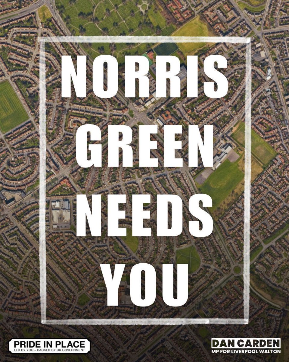 DanCardenMP's tweet photo. Could you help steer a £20m community-led initiative in Norris Green? 

Just a few days left to apply: https://t.co/j1wEz5dEcq

#PrideInPlace https://t.co/9JAyEPNjXT
