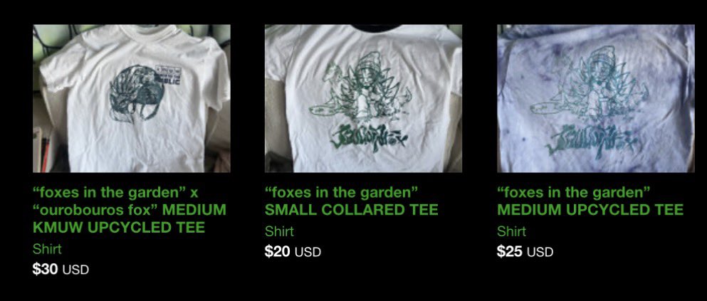 jouquinfox's tweet photo. Got leftover tees from my show on Friday up on https://t.co/h6fa9yGk2F

if you’re in Wichita, ill drop them off for $25 straight 

More 1/1 on the way https://t.co/Xc6RvrnmO5