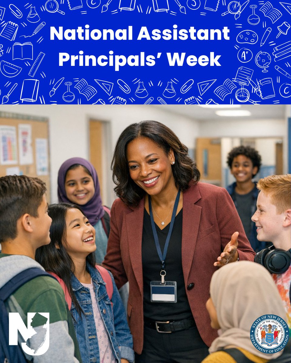NewJerseyDOE's tweet image. Happy National Assistant Principals’ Week! Thank you to our assistant principals who uplift students, support teachers, and strengthen our whole school community alongside every educator and staff member.