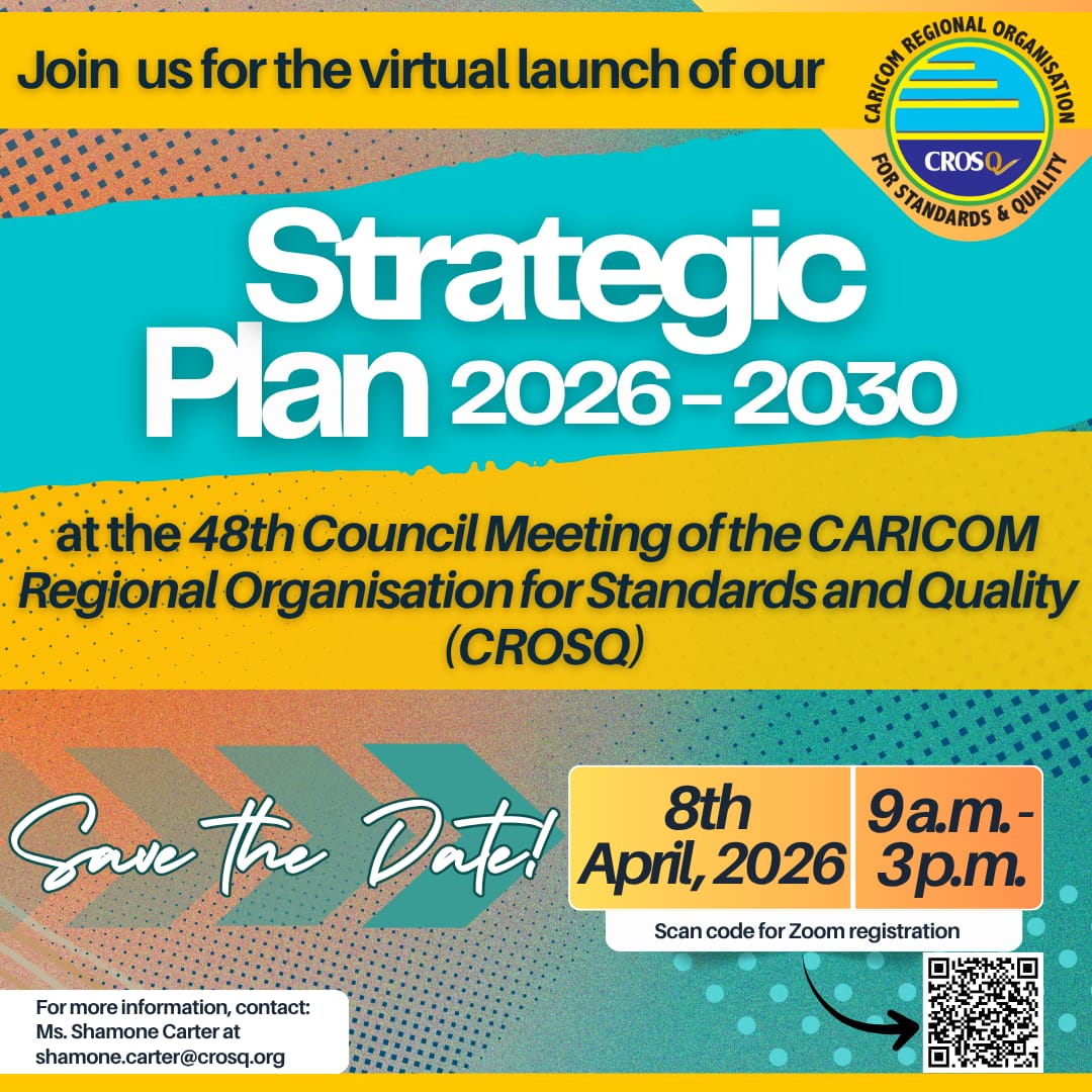 ABBS_NSB's tweet photo. You are invited to participate in the Member States Strategic Plan Working Session, 8th April 2026, to be held during the 48th meeting of the CROSQ Council, which is an open session. Registration link: https://t.co/5CQdkOj1DF 
#CROSQ #CARICOM #RegionalCollaboration #StrategicPlan https://t.co/LNoINg4hJC