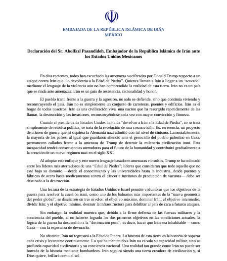 Embajada de Irán en México tweet media