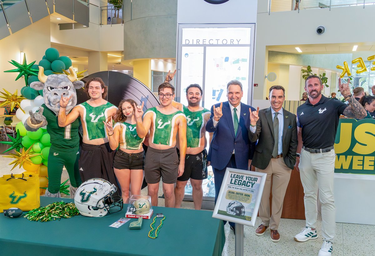 USouthFlorida's tweet image. #USF students are leaving their mark on campus by signing a massive 43-ft beam that will soon stand proudly in the student section of our new on-campus stadium! ✍️

The 10,000-lb beam will be outside the MSC through Thursday of this week—students can stop by between 9am and 4pm