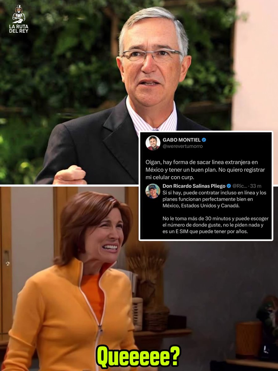 larutadelrey's tweet photo. Khaaaaaa 😱 

En redes sociales, se viralizo el asesoramiento de lujo que le brindo el Magnate de los Medios de Comunicación, Ricardo Salinas Pliego, al Youtuber Werevertumorro.

El Youtuber en su cuenta oficial de "X" pregunto al público en general sobre si existia alguna opción, para tener Línea telefónica permanente en México, Pero que no sea bajo ninguno de los operadores que actualmente existen, argumentando que no se siente seguro al brindarle información sensible a las telefonías.

A la brevedad el propietario de Elektra y Banco Azteca le brindo un asesoramiento de lujo y rápidamente las redes sociales empezaron a debatir entorno al tema.

Los comentarios estaban totalmente divididos, en dónde la mitad apoyaba el no registrar su línea telefónica, mientras la otra mitad le cuestionaba al empresario que se preocupara por tratar de liquidar su supuesta deuda de "impuestos"