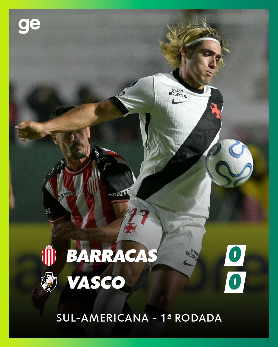 geglobo's tweet image. Na estreia do Grupo G da Sul-Americana, Vasco e Barracas Central empatam sem gols na Argentina.

O clube carioca foi a campo com uma equipe alternativa, formada por reservas e jogadores da base.

➡️ Veja como foi: glo.bo/3PVy6Ia
📸 AFP

#futebol #vasco #sulamericana #ge
