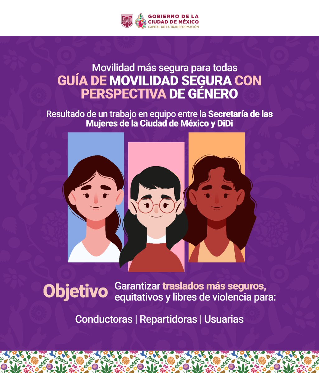 GobCDMX's tweet photo. ✨🟣 A través de la @SeMujeresCDMX en el gobierno de la ciudad acompañamos la presentación de la Guía de Movilidad Segura con Perspectiva de Género de DiDi, una herramienta que fortalece la seguridad y los derechos de conductoras, repartidoras y usuarias. 🙌🏻🫀

Aquí te contamos: 👇🏼