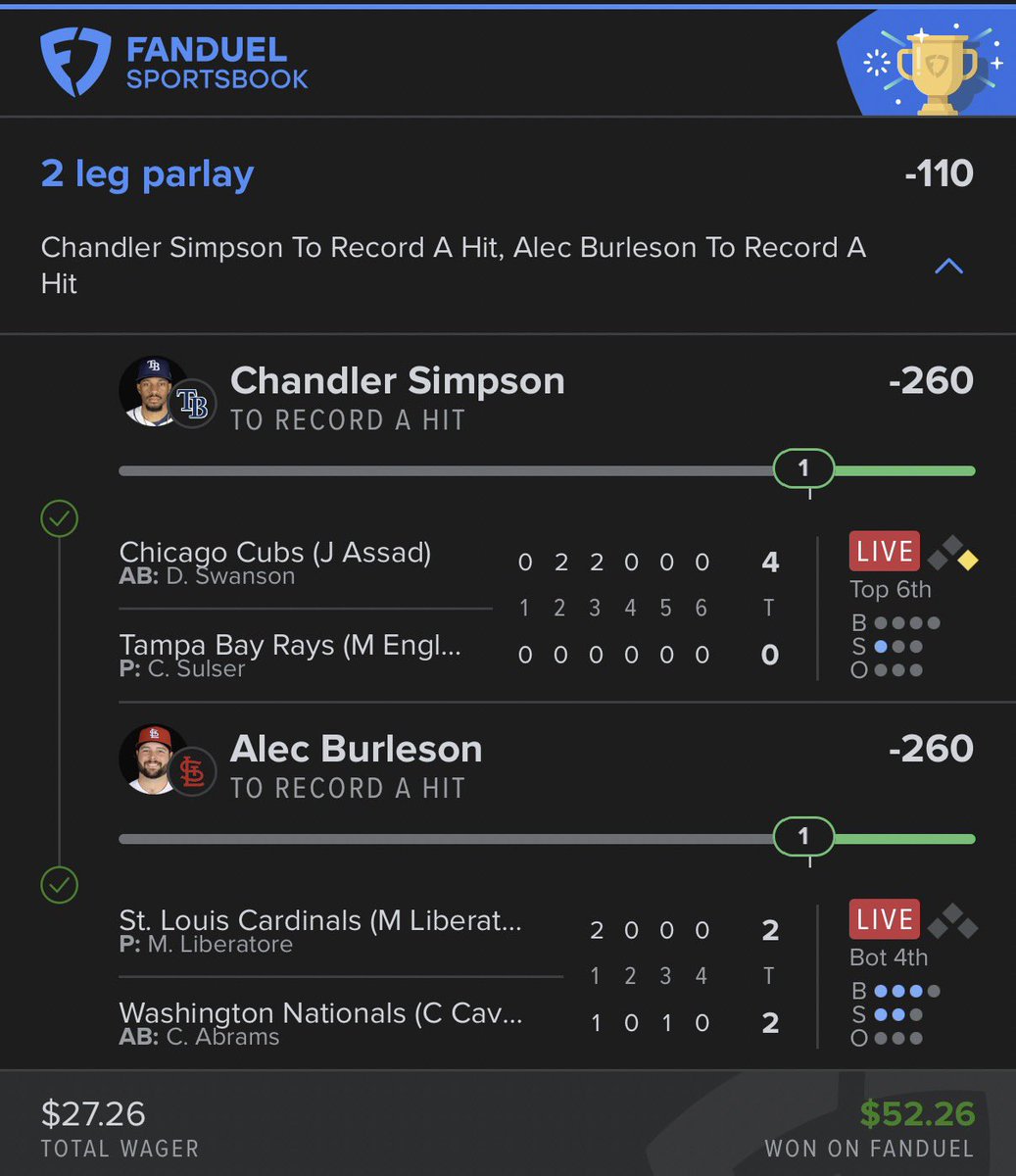 BigToney8's tweet image. BOOM!!! A quick MLB builder hit @DubClub_win!! 💰💰

$27-----&amp;gt; $52 ✅✅

Link below ⬇️

dubclub.win/BigToney8/

#MLBProps #MLBPicks #Gambling𝕏