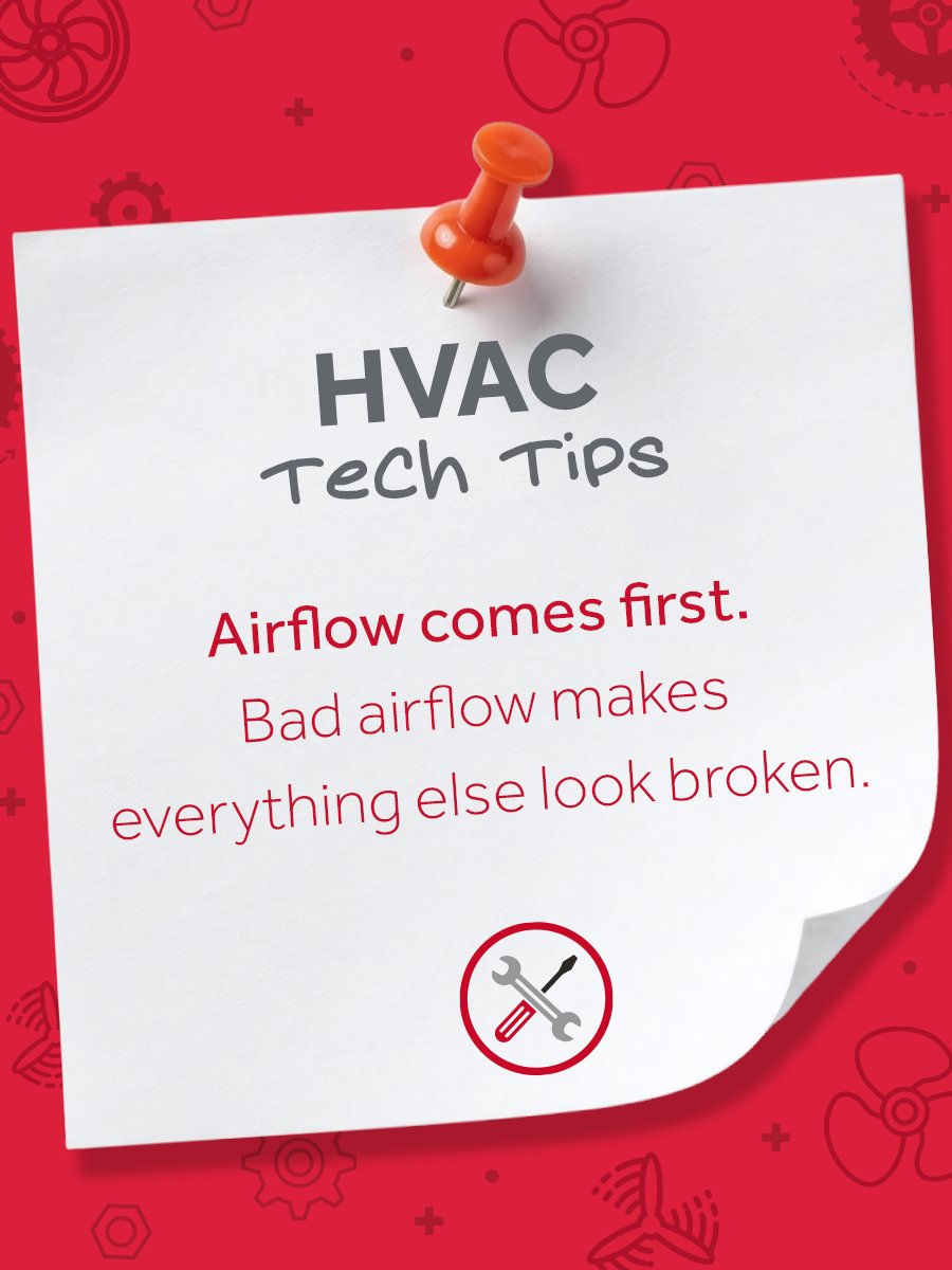PartsTown's tweet image. Tech Tip Tuesday 💡🛠️

Bad airflow can make perfectly good HVAC components look broken.
Always start your diagnosis with airflow, static pressure, duct restrictions, and filter condition for accurate readings and fewer callbacks. ✅

#HVACTechTips #AirflowMatters #PartsTownTips