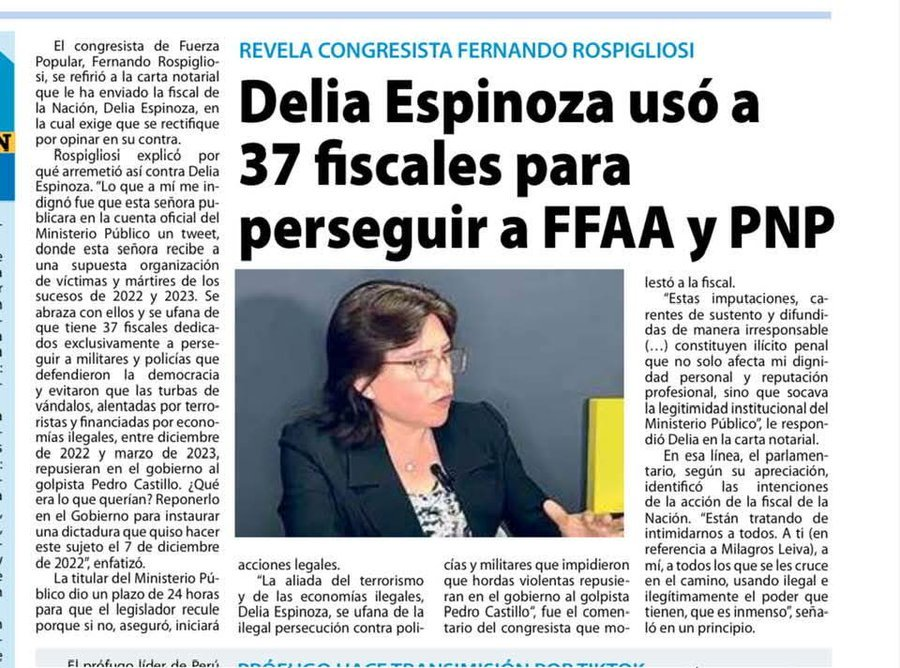 Cerró fiscalías anti terrorismo y nombró 37 fiscales para perseguir policías y militares que evitaron desmanes el golpe de Castillo. Se abrazó públicamente con los pro terroristas del MOVADEF.
Lloran sangre contra la ley de amnistía y buscan ENCARCELAR POLÍTICAMENTE A FERNANDO