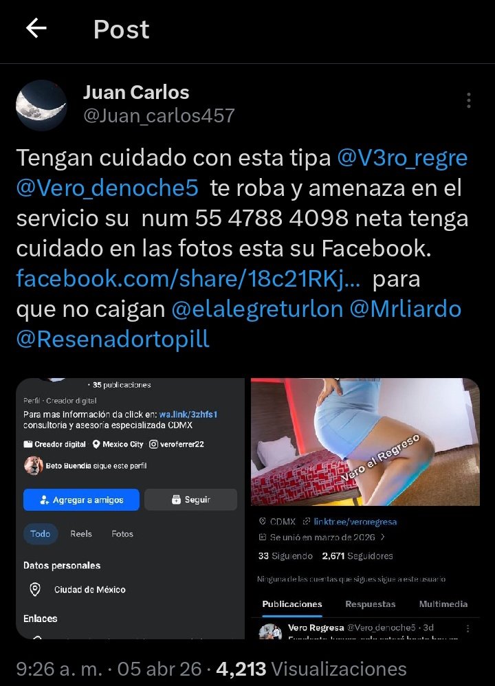 Juan_carlos457's tweet photo. Su nueva cuenta de la tipa esta @Vero_regr3s4 para qye tengan cuidado con ella @elalegreturlon @Mrliardo @Resenadortopill https://t.co/nZJcBHhZdi