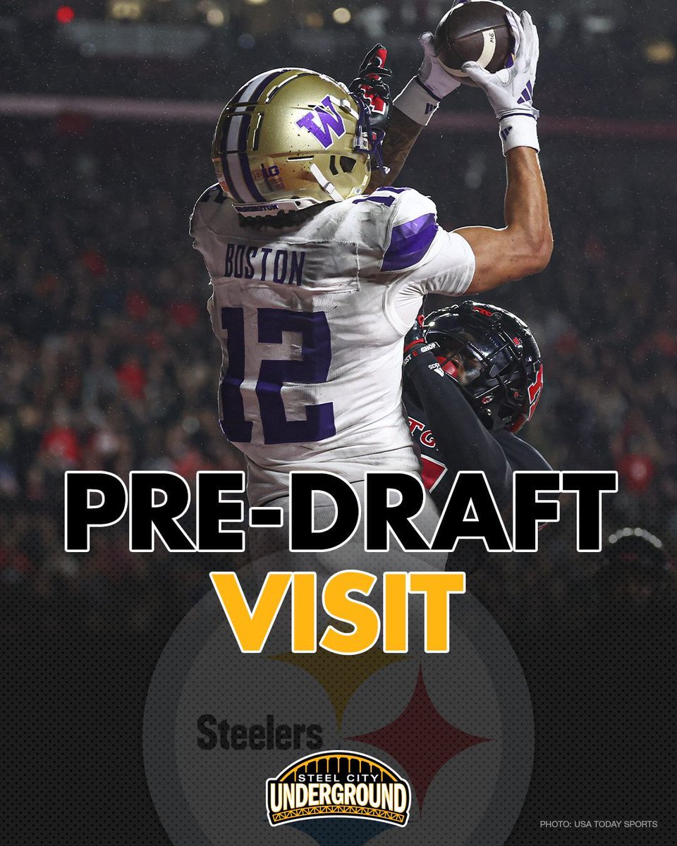 The Steelers brought in one of the more intriguing WR prospects in for a pre-draft visit: Denzel Boston.

Boston put together a strong 2025 season at Washington:

62 receptions
881 yards
11 touchdowns

He also earned third-team All-Big Ten honors.

He joins several other WRs on