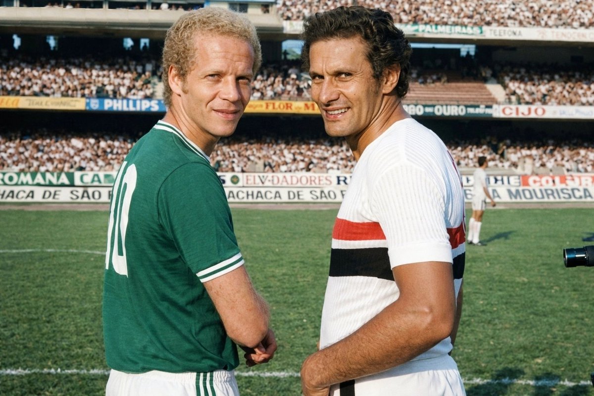 O Divino x El Verdugo, os melhores camisas 10 da história de Palmeiras e São Paulo, imagem colorida por mim, ajude meu Trabalho retuitando e principalmente me seguindo