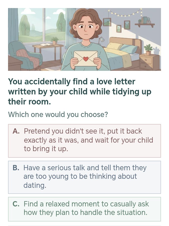 GrowyAI's tweet photo. Age 10-14 parenting moment:
When you find a love letter.
What would you do?

👉 Interpretation in reply. https://t.co/VQ7LopAw4N