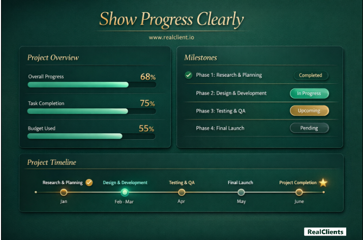 RucheAI's tweet photo. Clients love visibility.

Show progress.
Track milestones.
Keep everyone aligned.

No more “Any updates?” messages.

🌐 https://t.co/DHd3NPm5eU

#ProjectManagement #Freelancers https://t.co/fGum3ikNxO