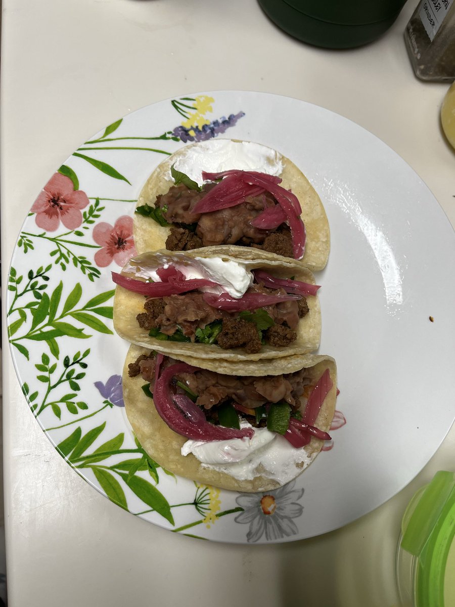 On Tuesday we do tacos! The 16 yo filled his plate with 7 tacos. 3 is enough for me. 
#tacotuesday
