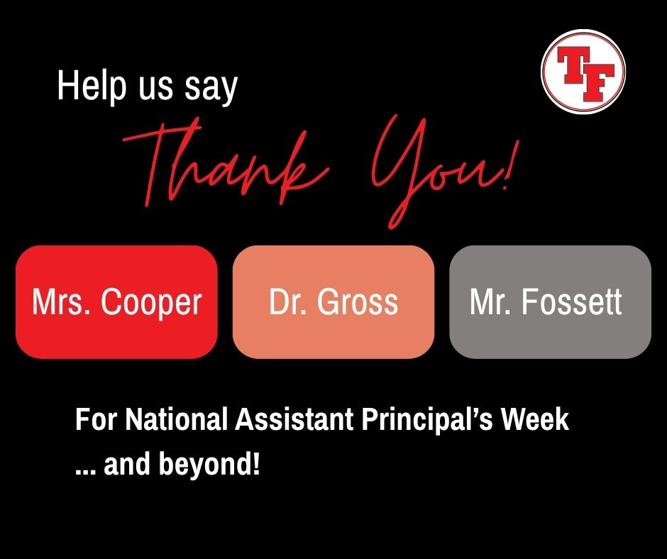 TFIndiansClub's tweet photo. Happy National Assistant Principal Week! 🖤❤️ This week, we celebrate the incredible @FootMiddle  Asst. Principals who help keep our students energized and our school running strong every single day. #NationalAssistantPrincipalWeek https://t.co/IkUPngm1yB