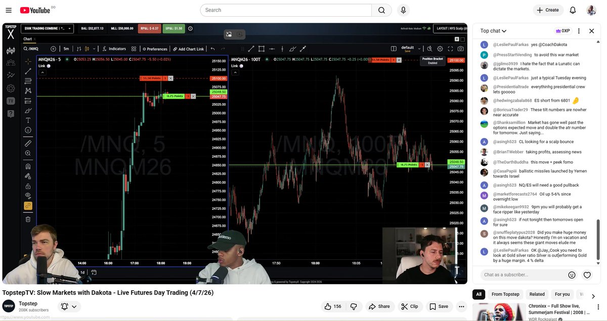 Officialjeffyy's tweet photo. 3 pro traders, real traders. The perfect place if you want to learn how to be a trader. #slowmarket #topsteptv https://t.co/lnGagq0NRA
