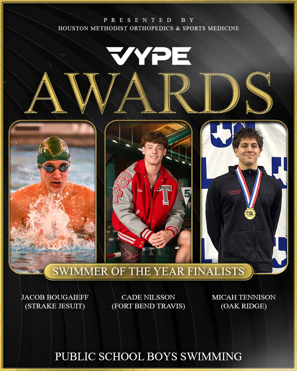 vypehouston's tweet photo. It is awards season here at VYPE! Here are the finalists for Public &amp; Private School Boys &amp; Girls Swimmer of the Year presented by @MethodistHosp !

Tune in tomorrow to find out the Swimmers and Teams of the Year! #vypeawards https://t.co/LmgWjy2R6k